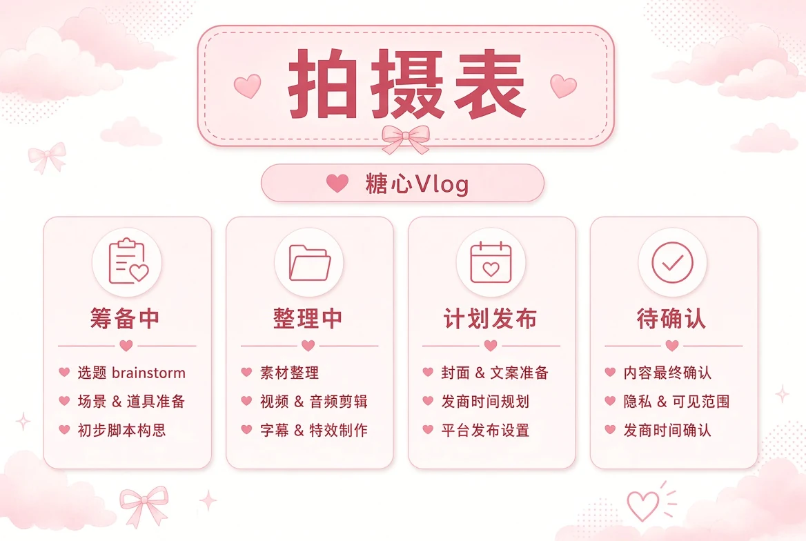 糖心Vlog拍摄计划与状态